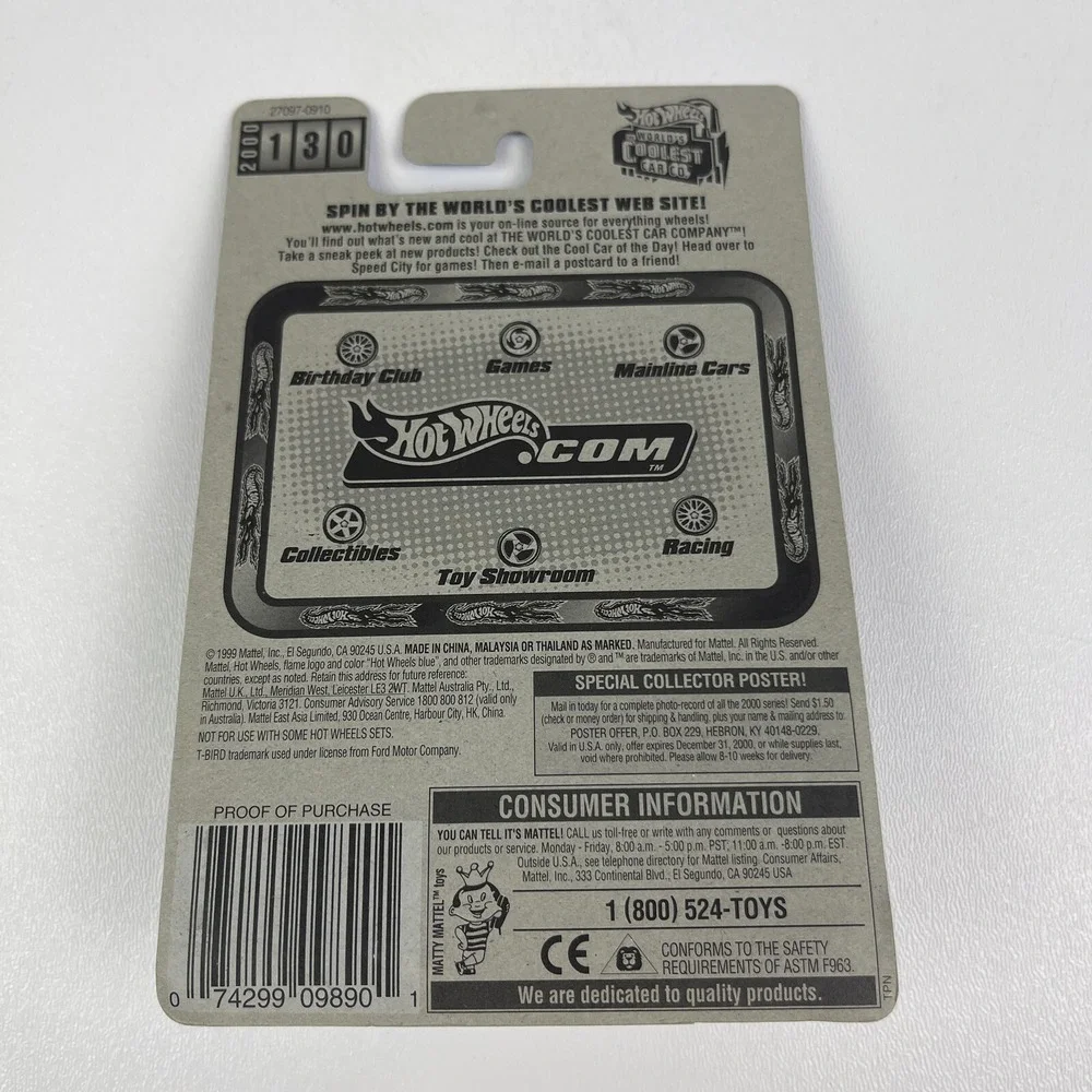 2000 Hot Wheels 63 Ford T Bird Convertible Black White 130
